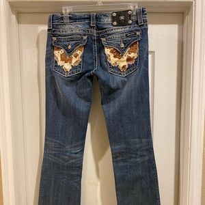 Miss Me Womens Denim Blue Jeans Cowhide Studded Boot Cut JW4292B8